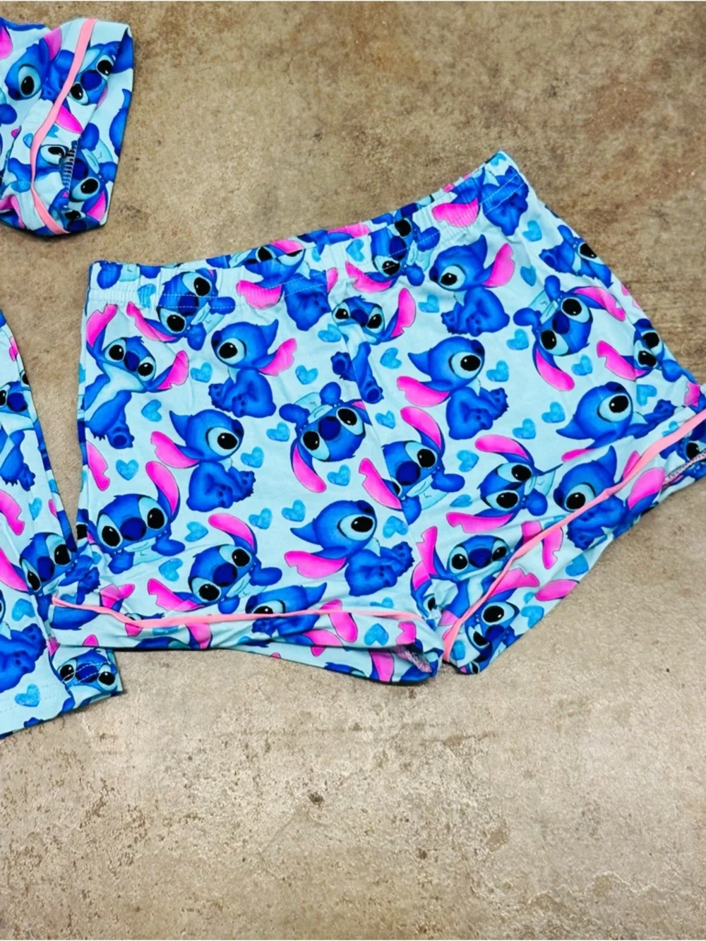 Kids Blue Stitch Print Pajama Set - Bamboo